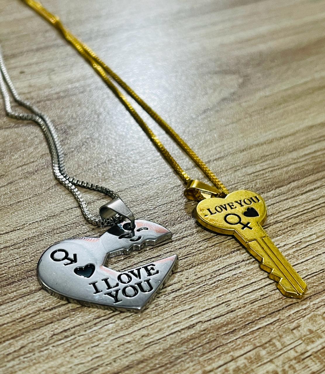 Heart And Key Couple Necklace