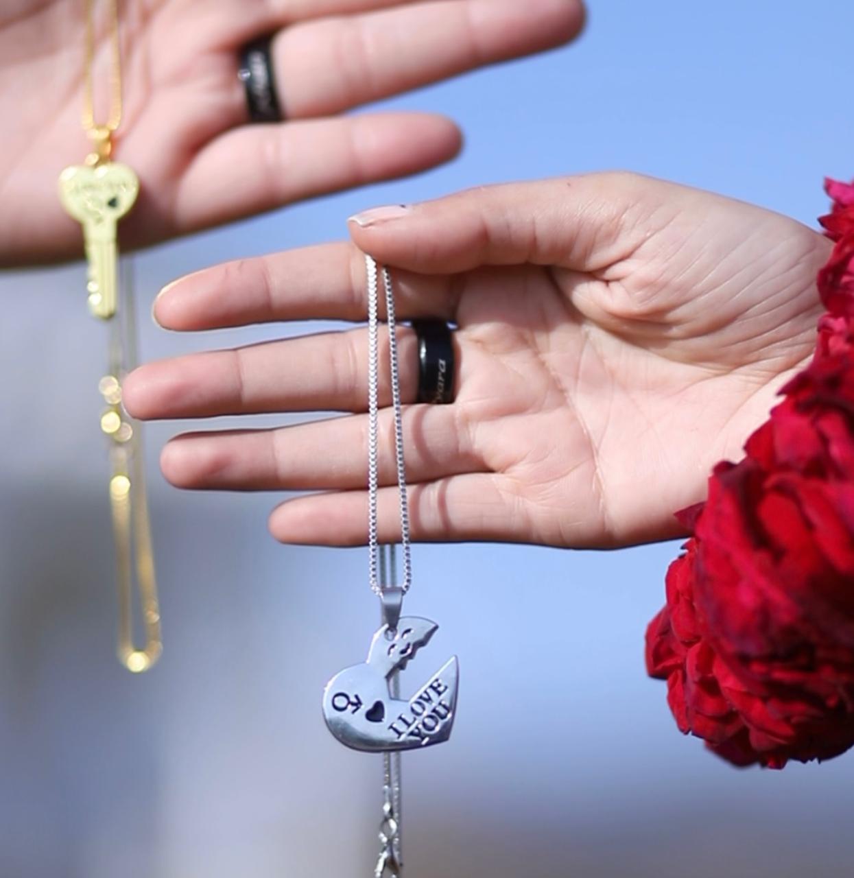 Heart And Key Couple Necklace